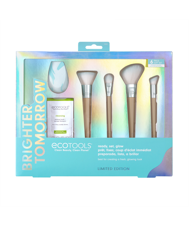 Brighter Tomorrow Set EcoTools: EcoTools, Blending, Foundation Brush + EcoTools, Blending, Concealer Brush + EcoTools, Diffuse, Eyeshadow Brush + EcoTools, Brush &amp; Sponge Cleanser Lotion, 7.39 ml + EcoTools, Blending, Blush Brush + EcoTools, Makeup S