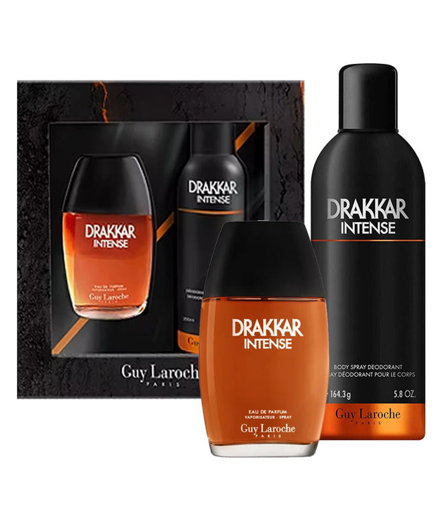 Set Guy Laroche: Drakkar Noir Intense, Eau De Parfum, For Men, 100 ml + Drakkar Noir Intense, Body Spray, 200 ml