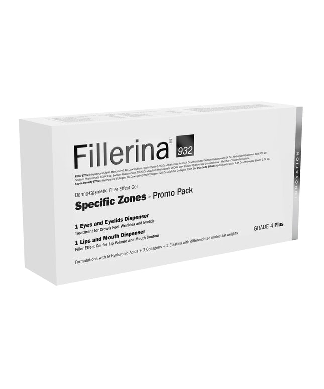 Set Labo: Fillerina 932 Specific Zones Grade 4 Plus, Hyaluronic Acid, Volumizing, Local Treatment Cream, For Lips, 7 ml + Fillerina 932 Specific Zones Grade 4 Plus, Anti-Wrinkle, Day &amp; Night, Local Treatment Cream, For Eyes &amp; Eyelids, 15 ml