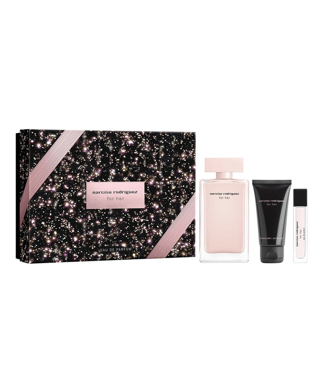 Set Narciso Rodriguez: For Her, Eau De Parfum, For Women, 100 ml + For Her, Hydrating, Body Lotion, 50 ml + For Her, Eau De Parfum, For Women, 10 ml