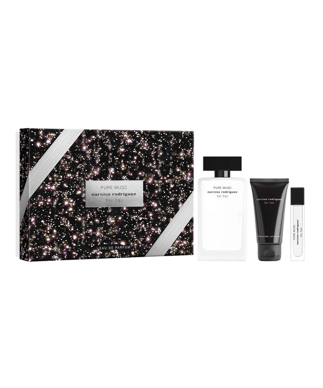Set Narciso Rodriguez: Pure Musc, Eau De Parfum, For Women, 100 ml + Pure Musc, Eau De Parfum, For Women, 10 ml + Pure Musc, Hydrating, Body Lotion, 50 ml