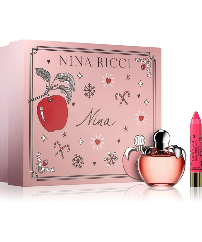 Set Nina Ricci: Les Belles, Eau De Toilette, For Women, 80 ml + Jumbo, Matte, Cream Lipstick, Fancy Pink, 2.5 g