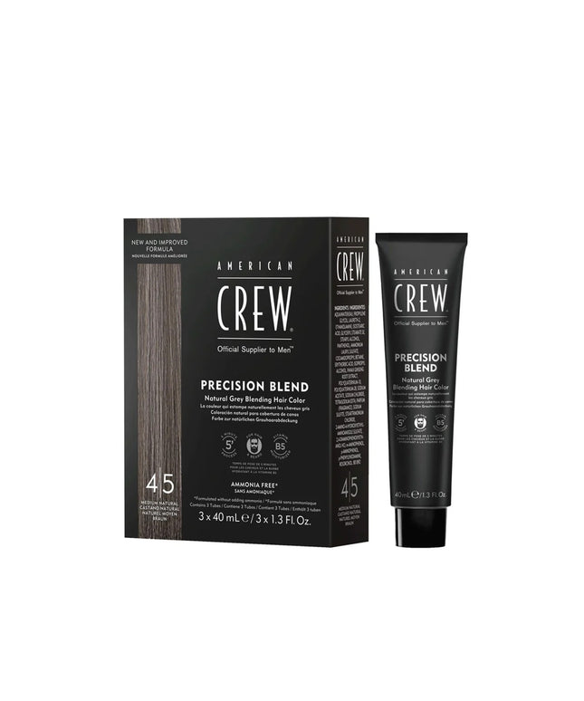 Set Trio, American Crew, Precision Blend, Semi-Permanent Hair Dye, 4-5 Natural Grey, 3 pcs, 40 ml