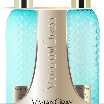 Set Vivian Gray: Gemstone, Jasmine &amp; Patchouli, Soothing, Shower Gel, For All Skin Types, 300 ml + Gemstone, Jasmine &amp; Patchouli, Hydrating, Body Lotion, 300 ml