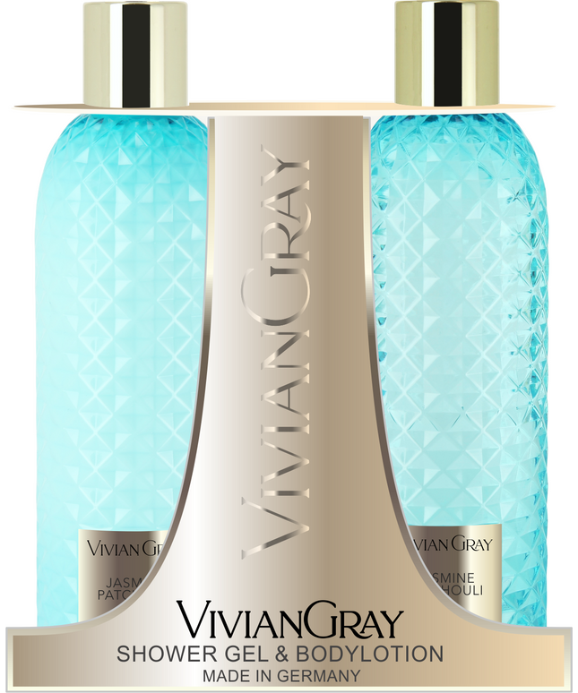 Set Vivian Gray: Gemstone, Jasmine &amp; Patchouli, Soothing, Shower Gel, For All Skin Types, 300 ml + Gemstone, Jasmine &amp; Patchouli, Hydrating, Body Lotion, 300 ml
