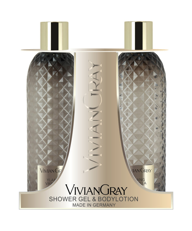 Set Vivian Gray: Gemstone, Ylang &amp; Vanilla, Soothing, Shower Gel, For All Skin Types, 300 ml + Gemstone, Ylang &amp; Vanilla, Hydrating, Body Lotion, 300 ml