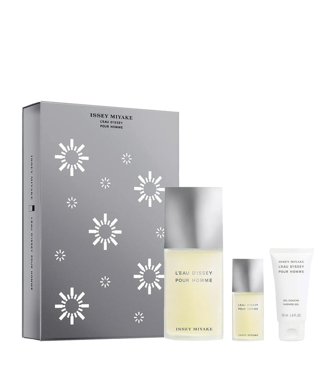 Xmas 2023 Set Issey Miyake: L&#x27;Eau d&#x27;Issey, Eau De Toilette, For Men, 125 ml + L&#x27;Eau d&#x27;Issey, Eau De Toilette, For Men, 15 ml *Miniature + L&#x27;Eau d&#x27;Issey, Moisturizing, Shower Gel, For All Skin Types, 50 ml